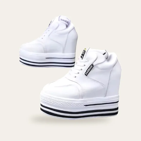 Baskets compensées à talon haut, coloris blanc