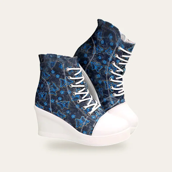 Baskets montantes papillon, coloris bleu