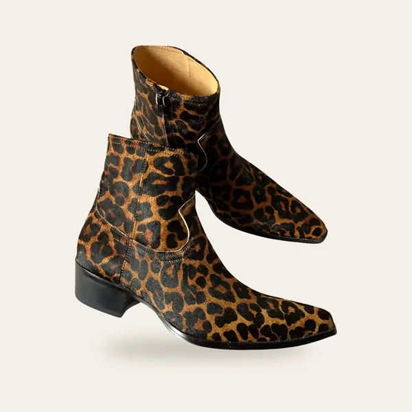 Bottines léopard pointues, coloris marron