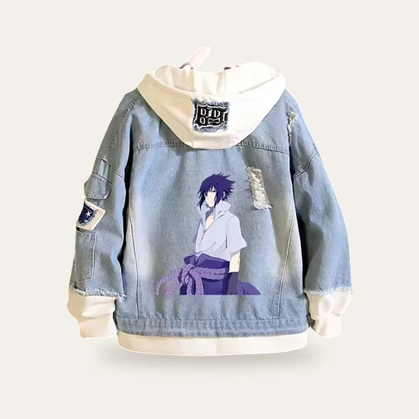 Veste en jean anime, coloris bleu