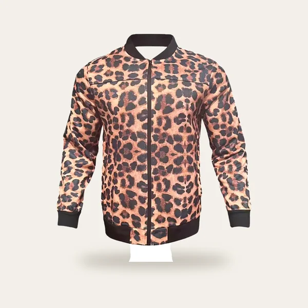 Veste zippée léopard, coloris marron
